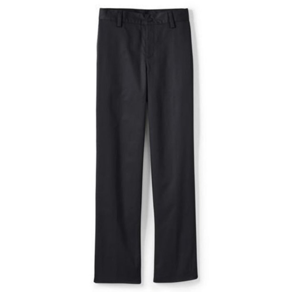 NWT LANDS' END BOYS IRON KNEE BLEND PLAIN FRONT CHINO PANTS BLACK